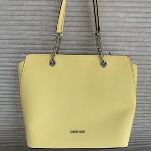 Calvin Klein Large Tote Pastel Yellow RN64163 CA57151 NEW w/o Tags